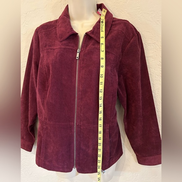 Burgundy suede-like women’s jacket size PL - Picture 2 of 7